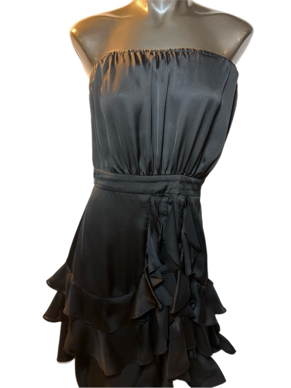 Jacob Strapless Black Ruffle Cocktail Dress